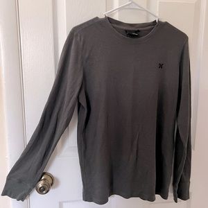Hurley Gray Thermal Long Sleeve Shirt with Small Logo on Front/Back